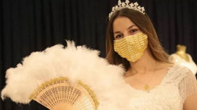 Gelinler için 14 bin TL'ye altın işlemeli maske