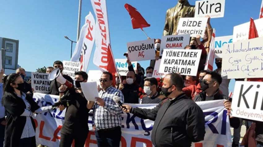 Turizm emekçileri de açılma istiyor... Girne'de eylem yaptılar